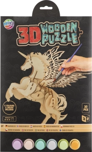 Moxy houten 3D kleurpuzzel eenhoorn