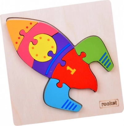 Houten raketpuzzel Montessori – educatieve inlegpuzzel voor kinderen