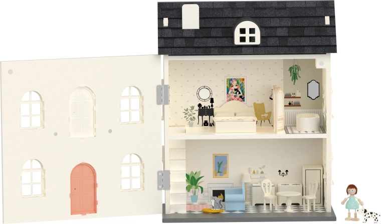 Villa met twee verdiepingen en een gedetailleerd interieur