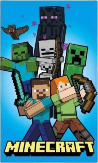 Kinderhanddoek Minecraft 30 × 50 cm met Steve, Alex, Creeper en Enderman