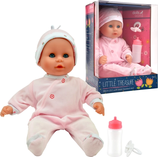 Dolls World babypop Little Treasure Pink met sluitende ogen 38 cm