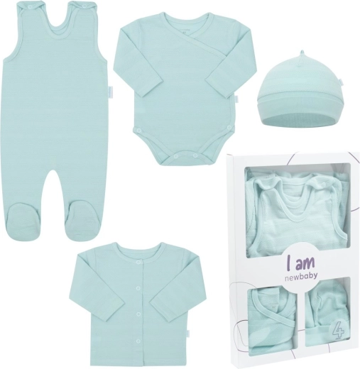 New Baby I am blauwe 4-delige babyset voor de kraamkliniek