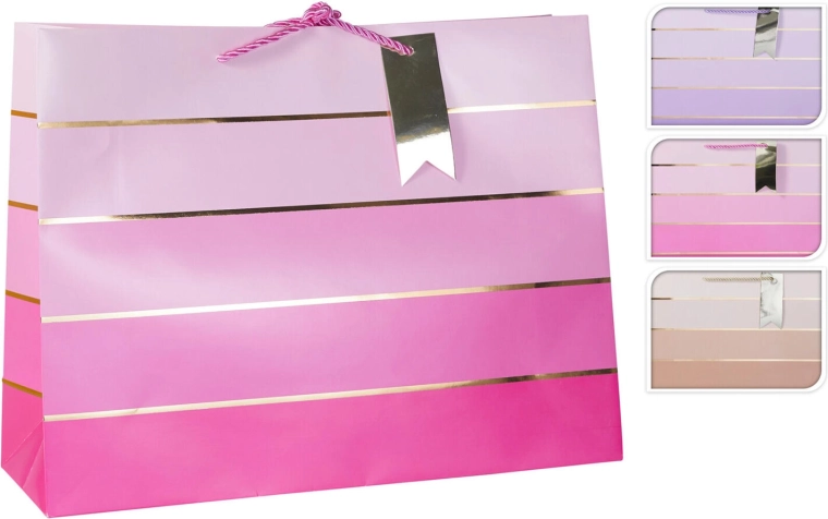 Cadeaupapieren tas XL 40 × 30 × 10 cm, mix van 3 kleuren