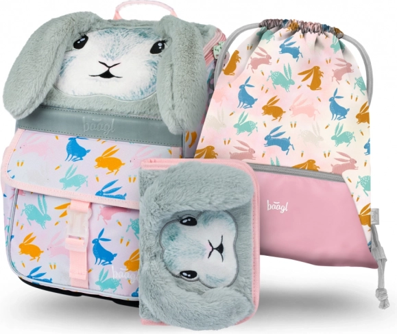 Školní set BAAGL Zippy Bunny – aktovka, penál a sáček