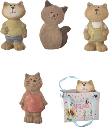 Keramisch katje in geschenkzakje bruin (assortiment 4 varianten)