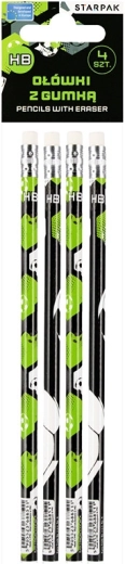 Potloden met gum Football - set van 4 stuks