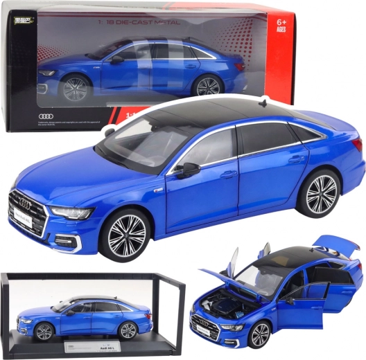 Metalen modelauto audi a6 l 1:18 met licht en geluid – blauw