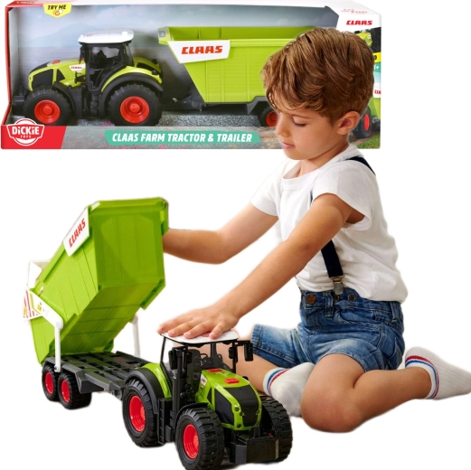 Interactieve Claas-tractor met aanhanger van Dickie met licht en geluid