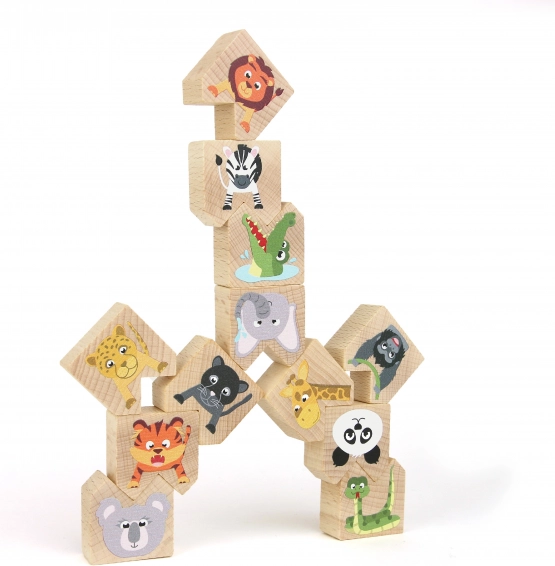 Houten balansspel wilde dieren