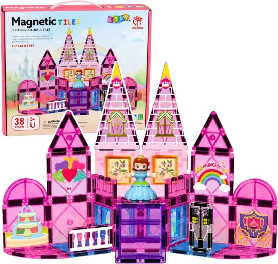 Magnetische bouwblokken – prinsessenkasteel 38 stuks (roze)