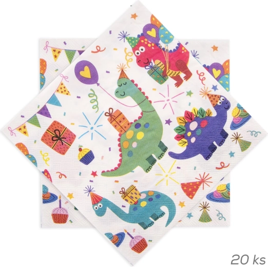 Papieren servetten met dinosaurusmotief 33 × 33 cm (20 stuks)