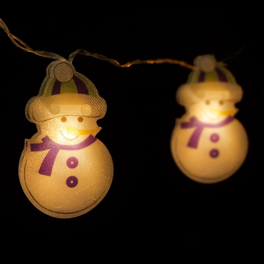 LED-lichtsnoer met sneeuwpoppen, 10 LED's, 1,35 m, warm wit