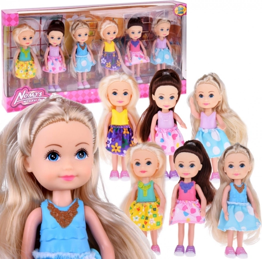Mooie mini poppen 12 cm set van 6 stuks