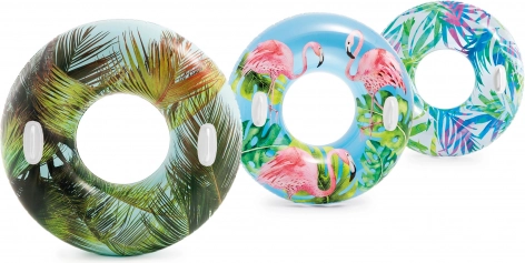 Opblaasbare zwemring met handgrepen 97 cm – tropisch motief