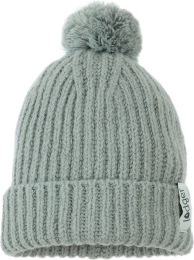Lodger gebreide muts van merinowol met pompon 6–12 maanden