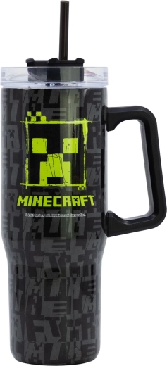 Minecraft Squared Pattern – geïsoleerde XL reisfles van roestvrij staal 940 ml