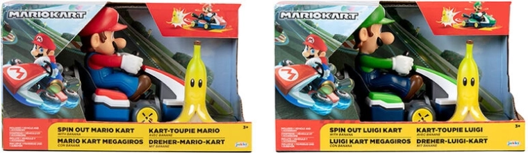 Nintendo Super Mario Spin Out Mario Kart-figuurtje 6 cm (assortiment) - 1 stuk