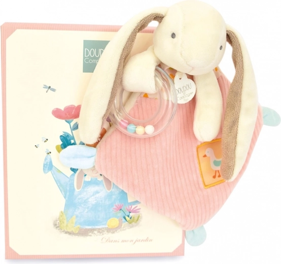 Cadeauset Roze konijntje Ciboulette met rammelaar