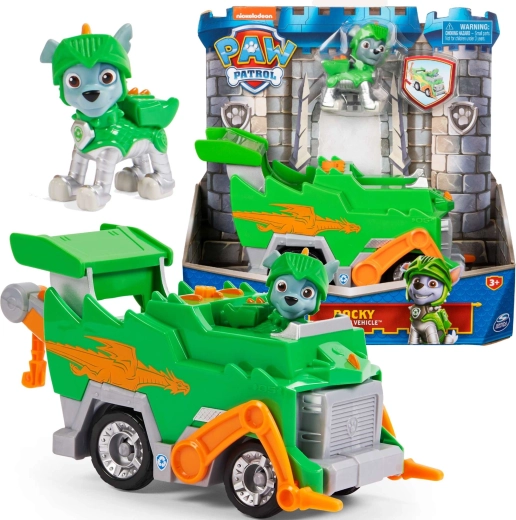 Paw Patrol Rescue Knights reddingsvoertuig Rocky met figuur