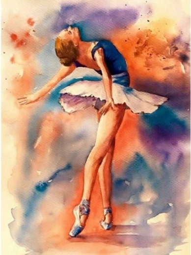 Diamantborduren (diamond painting) ballerina in dans 30 × 40 cm