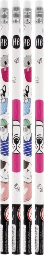 Set van 4 potloden met gum