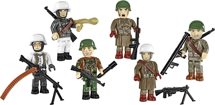 Zes figuren voor het winterfront