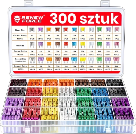 Set autozekeringen 300 stuks 2–40 A (micro/mini/standaard) met organizer en trekker