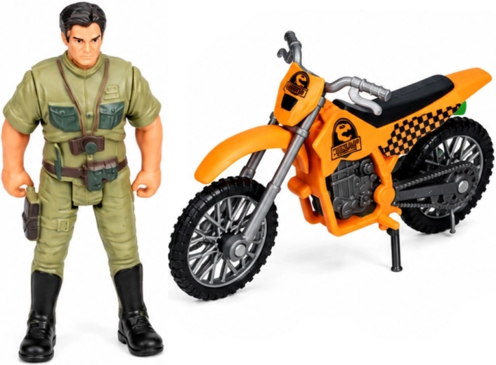 Onderzoeker, motor en rijkelijke accessoires