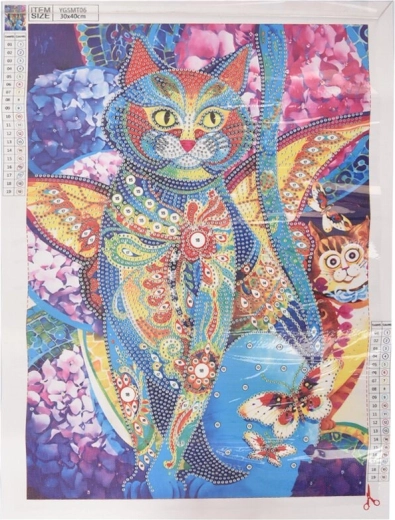 Diamantschilderij Lichtgevende kat 30 × 40 cm