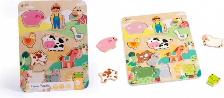 Classic World houten puzzel boerderij – match de dieren