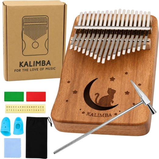 Kalimba met 17 toetsen – houten duimpiano met accessoires