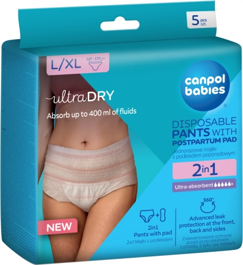 Canpol babies wegwerp postpartum slip met inlegger 2-in-1 L/XL, 5 stuks