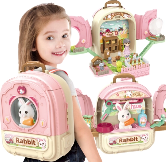 WOOPIE konijntje in rugzak 3-in-1 – boerderij, tuin en salon