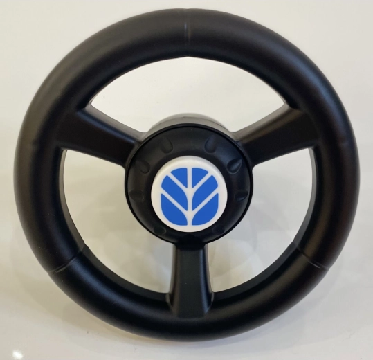 Loopauto met stuurwiel in de vorm van een New Holland-tractor