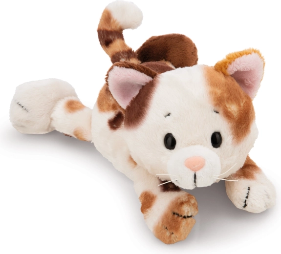 Nici pluche driekleurige kat liggend 20 cm Green