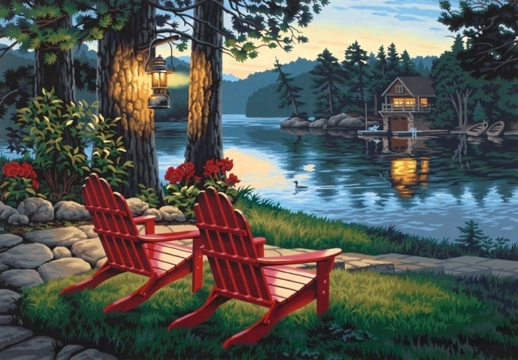 Norimpex diamond painting Zitten bij het meer 30 × 40 cm