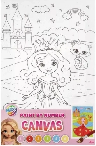 Schilderen op nummer voor kinderen – prinses bij het kasteel 30 × 19 cm