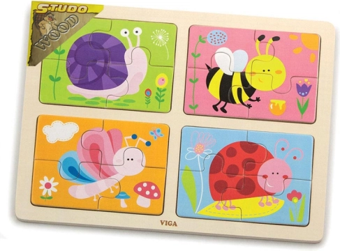 Houten puzzel met kevertjes 4 x 4