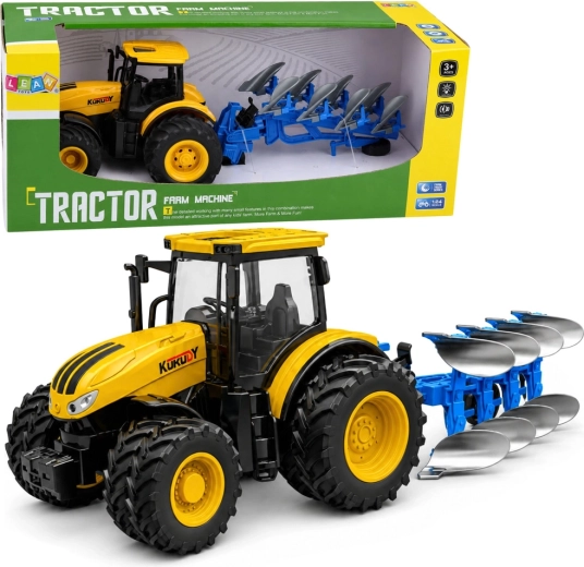 Landbouwtractor met meerschaarploeg 1:24 met licht en geluid
