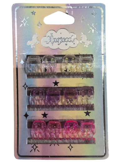 Magicool set mini haarklemmetjes met glitters, 12 stuks