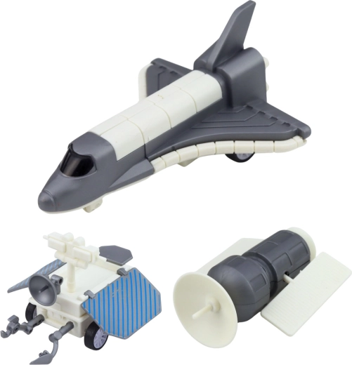 Spaceshuttle en satelliet voor orbitale missies