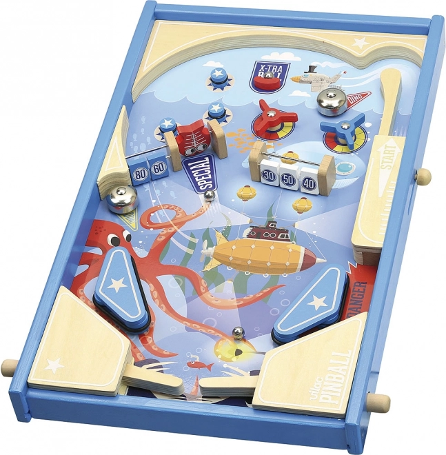 Houten flipperkast VILAC – grote onderwater tafel-flipper