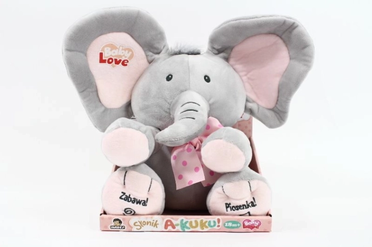 Interactieve pluchen olifant A Kuku 24 cm met liedje
