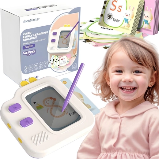 Woopie kinder LCD-schrijftablet en lezer van educatieve kaarten 2-in-1, 120 kaarten