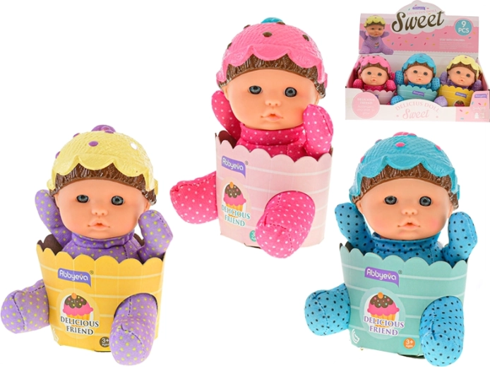 Baby in mandje met zacht lijfje 15 cm, 3 kleuren