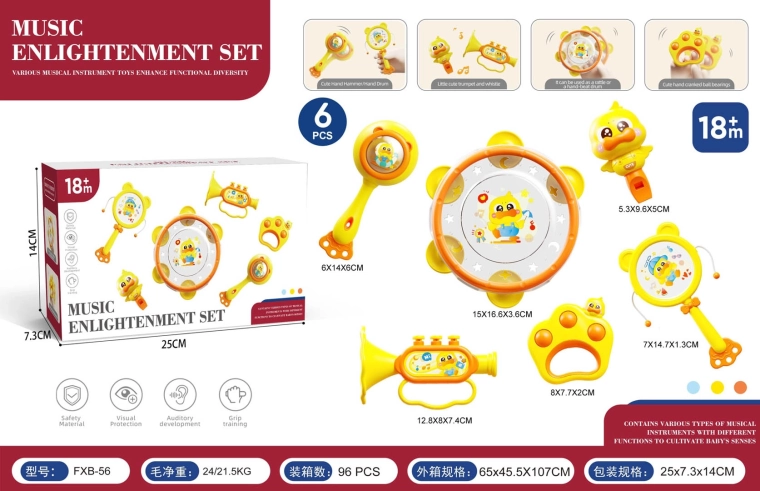 Set kinderspeelinstrumenten met eendje