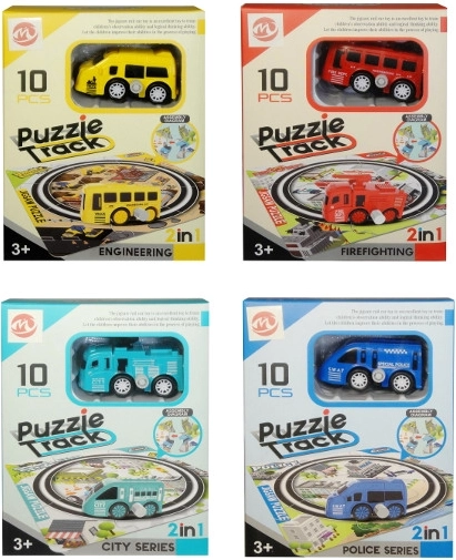 Opwindautootje met puzzelbaan