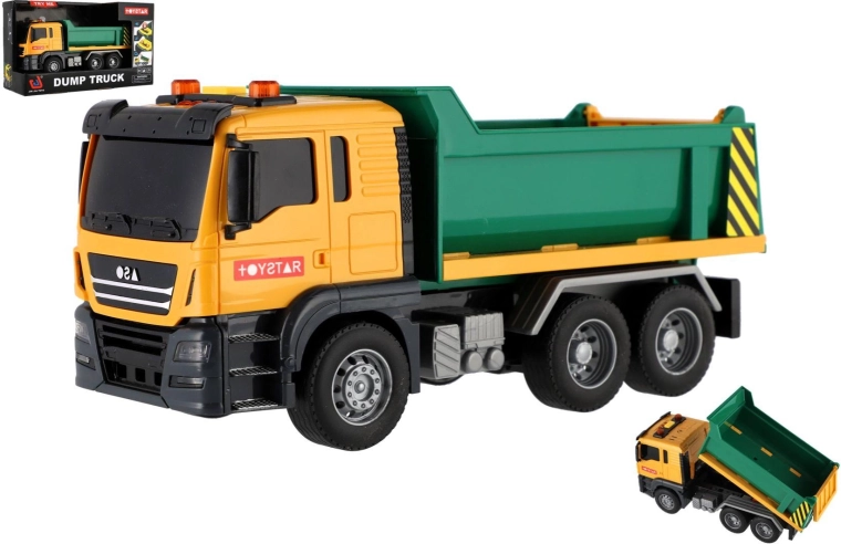 Plastic kiepwagen 25 cm met terugtrekmotor, licht en geluid