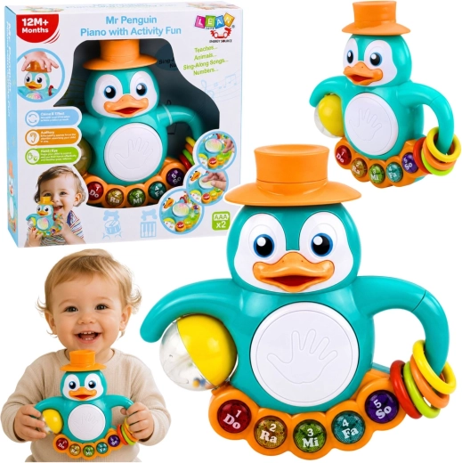 Interactieve educatieve pinguïn – pianootje, trommeltje en sensorische elementen