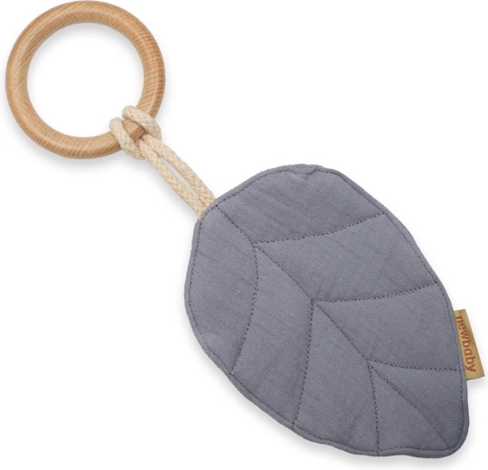 Babybijtring New Baby Leaf grijs